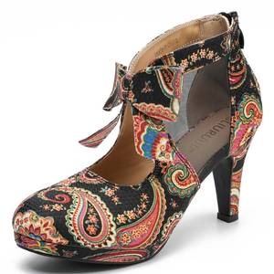 lot 15599 image: LIURUIJIA Womens Platform High Heels Bow Pumps Cutout Mesh Panel Wedding Work Party Casual Dress Shoes Multi Color 9