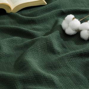 lot 15604 image: Bedsure GentleSoft 100% Cotton Blanket Queen Size for Bed - Breathable and Lightweight, Soft Cozy Textured Herringbone Woven Blanket for Summer Spring, Dark Green, 90x90 inches