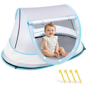 lot 15610 image: Baby Beach Tent, Pop Up Beach Tent Sun Shade for Beach, UPF 50 UV Protection Sun Shelters for Infants with Carry Bag for Outdoor Travel, Camping(Gray)