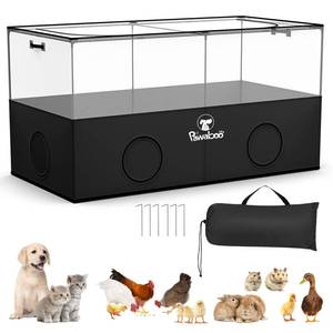 lot 15614 image: Pawaboo Small Animal Playpen, Foldable Pet Playpen Cage Tent for Puppy Kitten Guinea Pig Rabbit Chicken Hamster Indoor Outdoor Use, Pet Fence with Breathable Mesh Wall and Bottom, Black bag has a cut