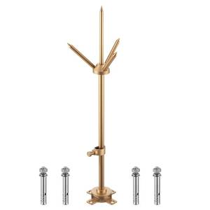 lot 15621 image: Brass Copper Lightning Rod Kit 1.64 ft Pure Copper Lightning Rods Removable with Down Conductor Clamp Three-pole Protect Electrical Equipment Tin House Tower Tank Roof Barns Building Industrial Safety