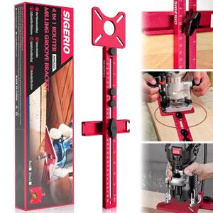 lot 15623 image: Sigerio New 4 in 1 Router Milling Groove Bracket, Aluminum Alloy Router Circle Cutting Jig, Multifunctional RouterGuide for Cutting Circles, Adjustable RouterJig Tool for Woodworking (Rose Red)