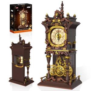 lot 15628 image: Vintage Swing Clock Building Blocks Set, Real Working Moving Pendulum & Rotating Dial, Mechanical Building Blocks Toys, Gift for Adults Teens Girls Boys 12, Retro Steampunk Home Decor