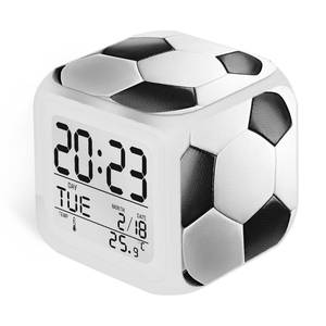 lot 16032 image: ZonleeApex Soccer Ball Alarm Clock for Boys Girls, Soccer-Themed Desk Alarm Clock for Kids, Battery Operated with 7 Color-Changing LED for Bedroom Decor Sport Gift (3.15x3.15x3.15 inch)