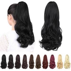 lot 16035 image: ShulaSHOP ponytail extension,16 claw clip hair extensions ponytail short curly hair ponytail Extension Natural Looking Synthetic Hairpiece for Women Black