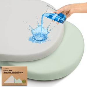 lot 16049 image: 2-pk Waterproof Bassinet Sheets Girls, Boys, Cotton - 33x17 Universal Bassinet Mattress Pad Protector Cover, Compatible with Graco, Baby Delight, Chicco, Halo Bassinest Swivel Sleeper Fitted (Sage)