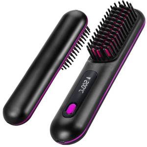 lot 16055 image: NUMOYA Go Brush Pro 2026 Upgrade Portable Cordless Hair Straightener Brush for Women (Black)