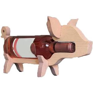 lot 16057 image: Handcrafted Resin Animal Wine Bottle Holder, Pig Dog Shaped Wine Rack for Wine Lovers Desktop Decoration and Gift (Piglet)