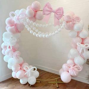 lot 16068 image: Pateeha Pink Bow Balloon Arch Kit 155pcs Coquette Birthday Decorations Bow Pink and White Balloons Garland for Bridal Shower Bachelorette Baby Shower Decorations Girl