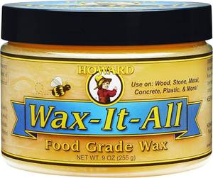 lot 16070 image: HOWARD WAX-IT-All - Protective Food-Grade Wax, Beeswax Wood Polish Beautifies and Extends the Finish of Surfaces, Food Grade Beeswax Ideal for Wood, Stone, Metal, Cement, Paint, Plastics, 9 Fl oz