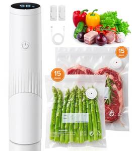 lot 16071 image: 1800mAh Compact Vacuum Sealer for Food (Vacuum Sealer Machine  30 Reusable Bags), 80kPa Powerful Handheld Food Sealer With LCD-Display, Visible Water Tank Portable Seal Meal Saver(White)