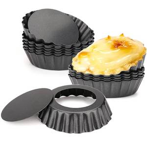 lot 16086 image: Cyimi 12 pcs Egg Tart Molds, 3 Mini Tart Pans Removable Bottom, Cupcake Cake Muffin Mold Tin Pan Baking Tool, Reusable Quiche Bakeware Carbon Steel for Pies, Quiche, Cheese Cakes, Desserts