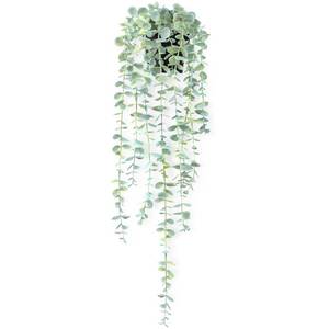 lot 16094 image: HOFMEFY Fake Hanging Plant Eucalyptus Artificial Faux Plants Indoor Small Wall Greenery Decor for Shelf with Black Pot Soft Green 1PCS 23Inch Long