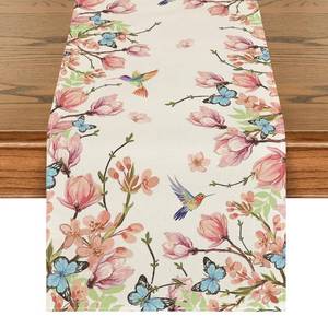 lot 16126 image: Artoid Mode Flowers Bird Butterfly Spring Table Runner, Seasonal Kitchen Dining Table Decoration for Home Party Decor 13x108 Inch