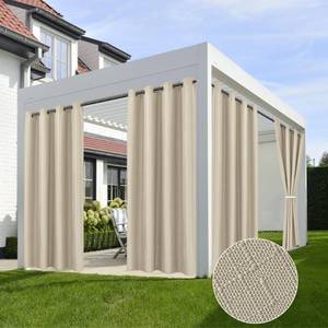 lot 17713 image: HolidayIdeas 4 Panels Linen Outdoor Curtains for Patio Waterproof Cream Outside Curtains 120 inch Long-IndoorOutdoor Gazebo Curtains Weatherproof, Privacy for Pergola, Porch, Cabana 54x120