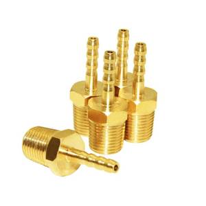 lot 18394 image: JoyTube 5 Pcs Hose Barb Fittings 18 Barb to 18 NPT Male Thread Brass Metals Adapter Connector