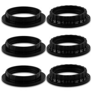 lot 18398 image: 6 Pack E26 Lamp Shade Rings - E26 Light Socket Shade Rings Collar Ring,- 34mm (1-38) & 39mm (1-12) 2 Sizes Black Threaded Reducer Collar Ring for Light Socket, Hanging Lamp Holder Parts