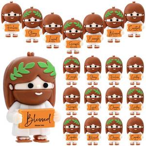 lot 18415 image: Thyle 60 Pcs Christian Gift for Fathers Day Little Jesus Figures Bulk Rubber Mini Jesus Desk Decor Religious Graduation Gift for Women Men Church Sunday School Baptism Party Favors (Simple)