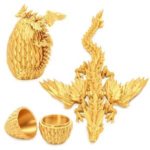 lot 18497 image: Mydhall 3D Printed Flying Dragon Egg with Articulated Dragon Inside �� Toys&Gifts for Kids,Home Decor,Birthday,Easter (Golden,Medium)