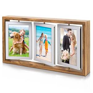 lot 19701 image: ZEEYUAN 4x6 Rotating Picture Frame Desktop Rustic 4x6in Wooden Photo Frames, Double Side-Display 6 Photos, Floating 4x6 Collage Family PictureFrame for Tabletop Display