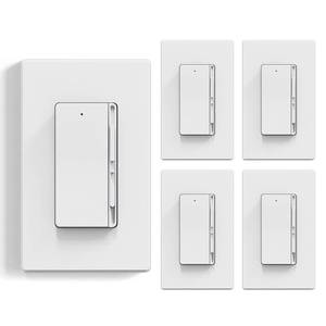 lot 19703 image: ELEGRP Digital Slide Dimmer Light Switch, Dimmer Switch with Decorative Frameless Design Wallplate for LEDCFL, Incandescent,Halogen Bulbs, Single Pole3-Way, UL Listed, 5 Pack, Matte White