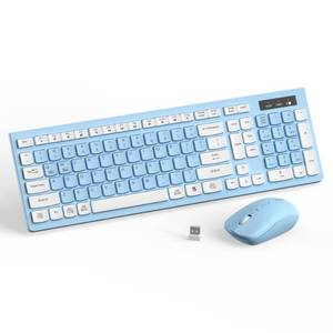 lot 19723 image: Wireless Keyboard and Mouse Combo, Full-Sized Wireless Keyboard and Adjustable DPI Mouse, 2.4GHz USB Receiver, Keyboard and Mouse for PC, Windows, Desktop, Laptop (Sky Blue-A)