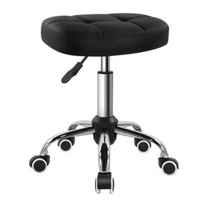 lot 19725 image: Black Minimalist Swivel Stool with Wheel Perfect for Work SPA Shop Massage Height-Adjustable and Cost-Effective Rolling Stool Chair with Square Seat