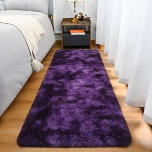 lot 19727 image: Goideal Fluffy Runner Rug for Bedroom Living Room, 2x6 Purple Bedside Rugs, Faux Fur Shag Modern Carpet Ultra Soft Girls Boys Room Home Decor, Tie-Dyed