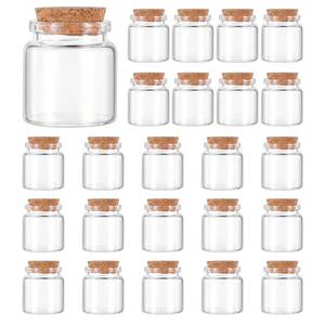 lot 19740 image: Josojoou 24Pack Glass Bottles with Lids, 50ml Small Glass Bottles with Cork Stopper Storage, Decorative Empty Mini Glasses Bottle for DIY Art Crafts, Projects Decoration, Party Supplies,Wedding