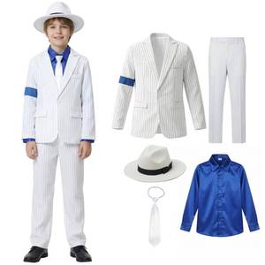 lot 19744 image: Ciguo Boys White Striped Blue Armband Suit Birthday Halloween Party Cosplay Costumes for Kids