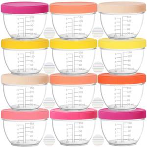 lot 19747 image: Youngever 18 Sets Baby Food Storage, 6 Ounce Baby Food Containers with Lids, 9 Bright Pink Colors, with Lids Labels