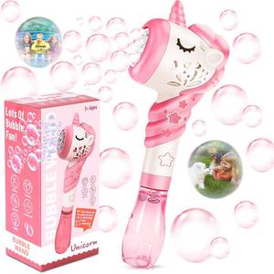 lot 19749 image: Unicorn Bubble Machine Wand Gifts for Kids Toddlers Age 1 2 3 4 5 6 7 8 Years Old Birthday Party Unique Cute Baby Outdoor Outside Summer Toy Easter Day Game for Little Girl Boy Include Solution Pink