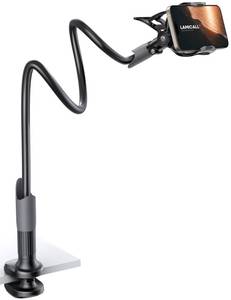 lot 19755 image: Lamicall Gooseneck Phone Holder for Bed - Cell Phone Mount Clamp Clip, Flexible Long Arm, Overhead Mount for Desk Headboard Bedside, Gifts for iPhone Air 17 Pro Max, 16 15 14 Pro Max and 4-7 Phone