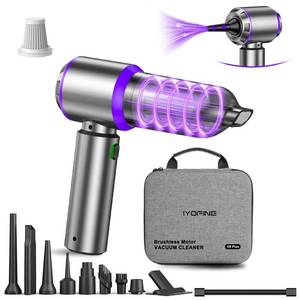 lot 19777 image: IYOFINE VacuumAir Duster 80,000RPM Super Power Mini Car Vacuum Cleaner 4-in-1 air Blower Gun Air Duster & Air Blower & Pump Hand Electric air Duster Handheld dust Blower Blower Cordless (Purple)