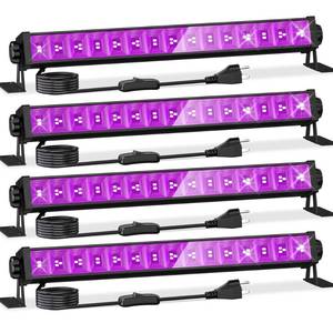 lot 19788 image: 4 Pack LED 42W Black Lights, Blacklight Bars with PlugSwitch6ft Cord, Light Up 24x24ftx4, Blacklight for Glow Party, Fluorescent Poster, Body Paint, Halloween Decorations, Bedroom, Stage
