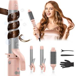 lot 19797 image: Rotating Curling Iron Set, Automatic Curling Wand for Long Hair, Easy to Use Hair Curler Get Effortless Beach Waves, 3 Sizes Ceramic Barrel 11.251.5 Inch to 410°F with Home Button, Dual Voltage