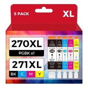 lot 20154 image: KOTANG PGI-270XL CLI-271XL 5 Color Value Pack Replacement for Canon 270 271 XL Ink Cartridges to use with MG5720 MG5721 MG5722 MG6820 MG6821 MG6822 TS6020 (PGBK, Black, Cyan, Magenta, Yellow, 5Pack)