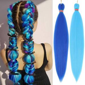 lot 20165 image: Ombre Blue Pre stretched Braiding Hair 2 Packs Pre feathered Braid Hair Extensions 30 Inches Kanekalon Hair Braids