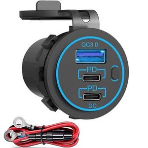 lot 20168 image: 12v usb charger, PD 20W USB-C Power Socket and 18W QC3.0 Socket Waterproof Power Outlet 12V24V with Power Switch 12V USB C Outlet for Car Golf Cart Boat Marine Bus Truck RV Marine Motorcycle etc.