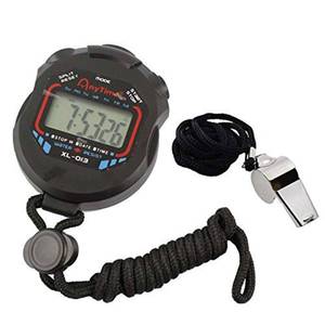 lot 20178 image: AKOAK Sports and Referee Digital Stopwatch TimerW Bonus Stainless Steel Coach Whistle with Lanyard