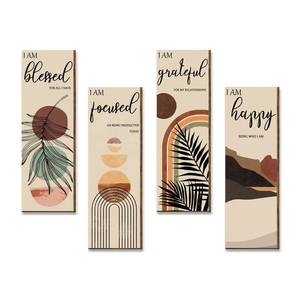 lot 20180 image: Yulejo 4 Pieces Farmhouse Boho Wall Decor 11 x 3.5 Inch Inspirational Boho Prints Wall Art Prints Mid Century Positive Affirmations Minimalist Home Decor for Kitchen Bedroom Living Room, No Frame