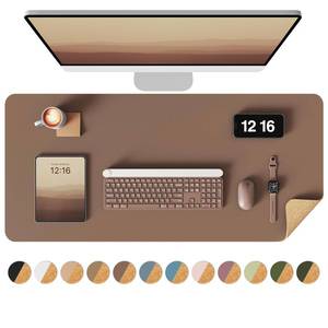 lot 20183 image: YSAGi Double-Sided Desk Pad, 35.4x17Leather Desk Mat, Eco Cork Desk Pad Protector,Large Mouse Pad,Waterproof Desk Blotter for OfficeHome(Coffee)