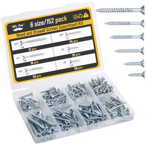 lot 20199 image: Mr. Pen- Wood Screws Assortment Kit, 152 pcs, Silver, Phillips Flat Head, 6 Sizes (2, 1-12, 1-14, 1, 34, 12), Durable Assorted Wood Screws for Woodworking & Household, Storage Box Included