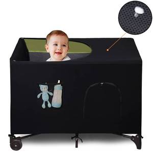 lot 20211 image: LLYWCM Crib Blackout Cover for Pack N Play - Travel Crib Cover, Breathable Baby Netting CoverTent for Indoor or Outdoor Portable Stretchy Blackout Tent, Net Curtains