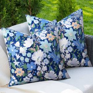 lot 20212 image: Adabana Spring Summer Outdoor Waterproof Floral Pillow Covers Set of 2 Square Colorful Couch Cushion Cases 16x16 Inch Waterproof Decorative Pillows for Patio Garden Beach,Blue