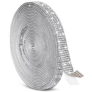 lot 20219 image: Tetutor 5 Yards Self Adhesive Rhinestone Ribbons, Sliver Rhinestone Strips, Diamond Crystal Rhinestone Ribbon Roll Stickers Glitter Bling Ribbons Rhinestones for Crafts Fabric Car Shoes D�cor
