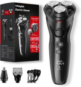 lot 20227 image: rategist Cordless Electric Razor for Men 3-in-1 Electric Shavers for Men - IPX7 Waterproof & Precision Blades - Turbo Speed Travel Kit for Beard Nose Sideburns