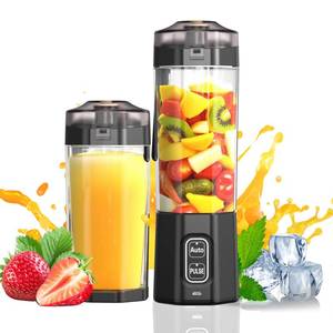 lot 20231 image: Portable Blender, 360 Watt Personal Blenders with Pulse Mode, Shakes and Smoothies, 6000mAh, BPA Free 24 Oz Blender Cup with 6 Blades and Lid, USB-C, Self Cleaning Portable Juicer For Travel, Black (Used)