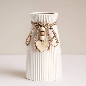 lot 20261 image: DomeStar White Ceramic Vase, 6.3 Tall Small Flower Vase for Pampas Grass, Home, Living Room, Dining Table, Farmhouse, Office Decor, Bedroom, Table, Kitchen Shelf, Minimalist Modern Home Decoration