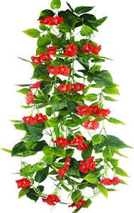lot 5218 image: Artificial fake hanging flowers for portion patio garden